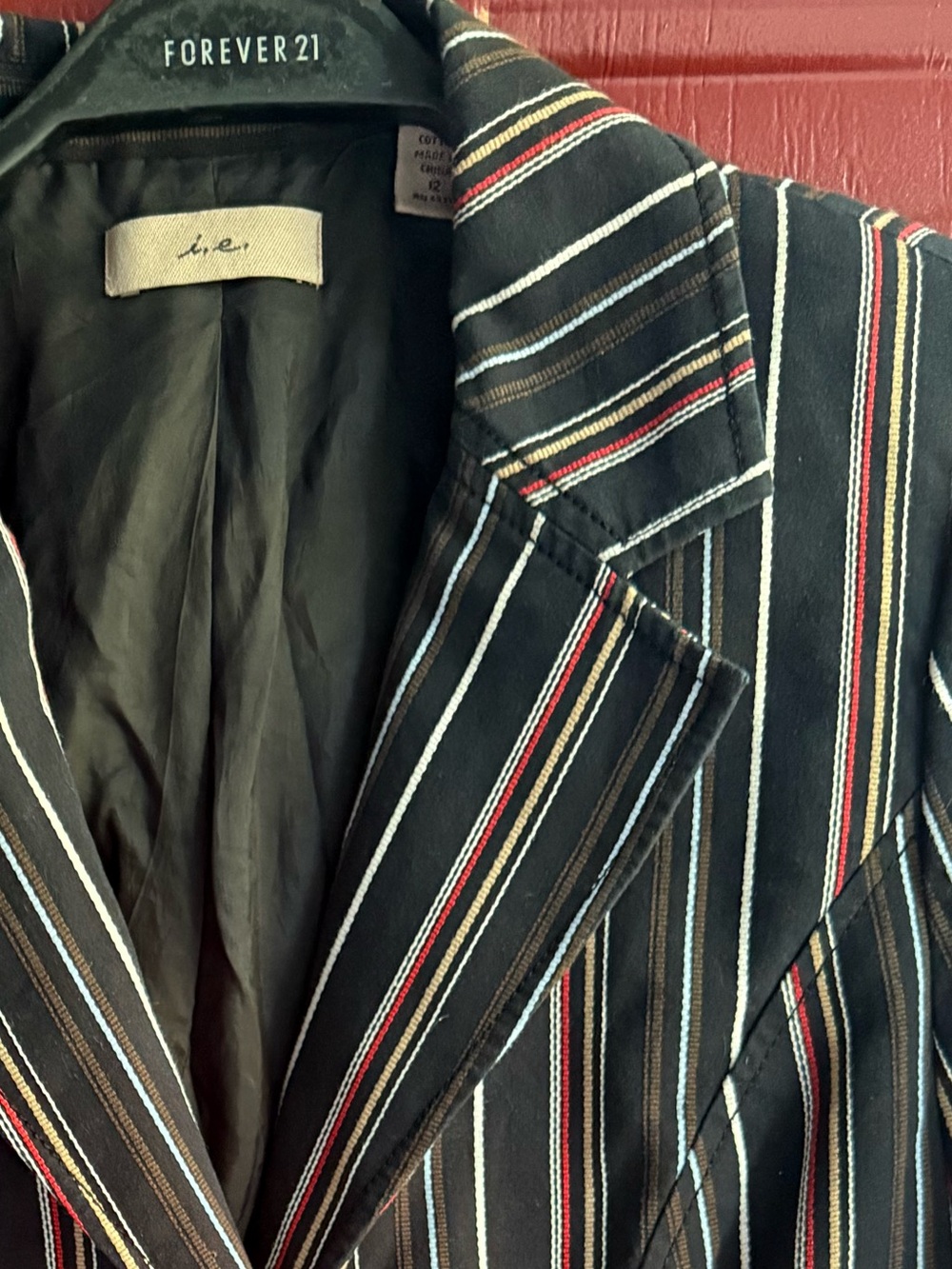 Striped Black Blazer with Multi-Color Pinstripes